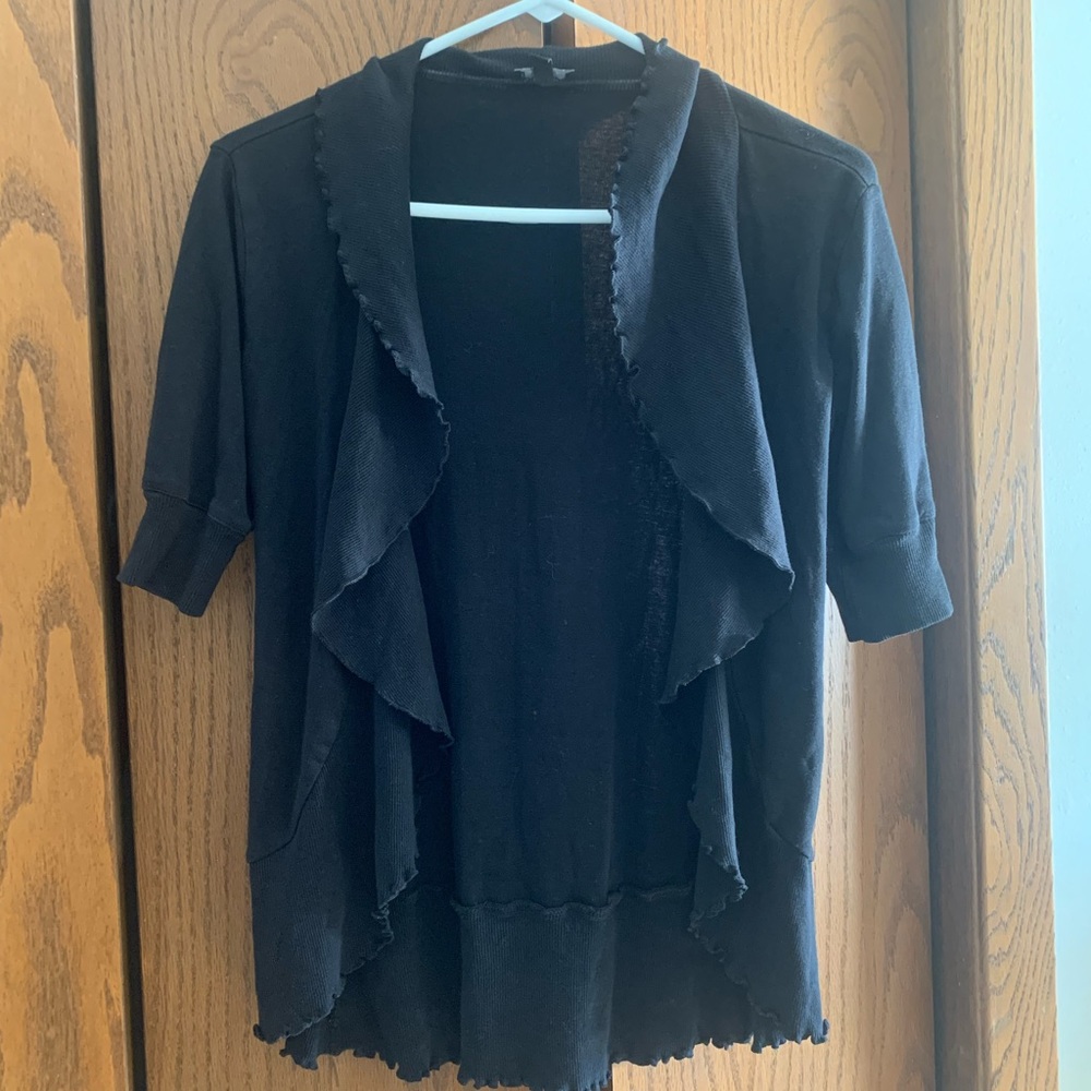 Three quarter sleeve black cardigan